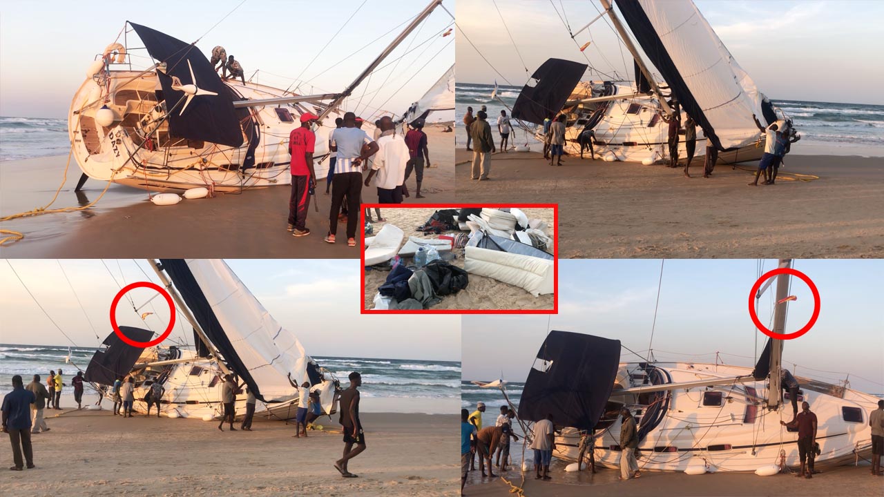 Urgent : Du jamais vu un Bateau Espagnol voilier échoue à Malibou Guediawaye ….regardez (vidéo)